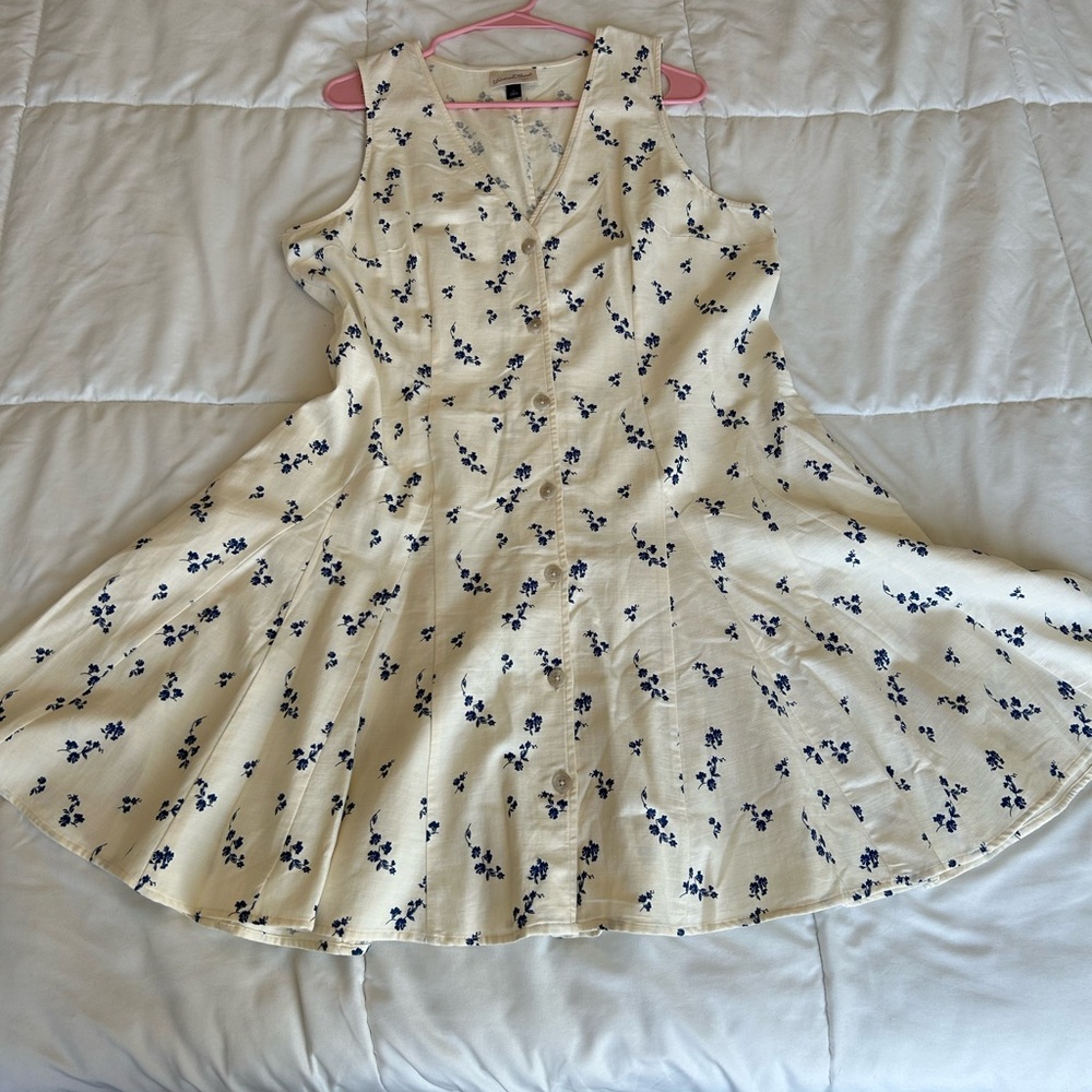 Universal Thread Floral Mini Dress - Cream and Blue